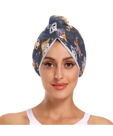 Animal Corsair Hair Towel 2 Pack Super Absorbent Hair Drying Towel Quick Dry Hair Turbans Head Towel with Button Twisty Wrap for Women Girls