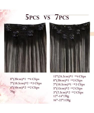 Easyouth Balayage Black Silver Clip in Hair Extensions - 20 Inch 120g 7Pcs Double Weft Real Human Hair Ombre Clip ins #1B/Silver/1B - Buy Online on GoSupps.com