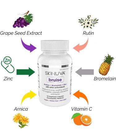 Skinuva Bruise Supplement for Bruising and Swelling - Homeopathic Remedy - 14 Capsules - Buy Online on GoSupps.com