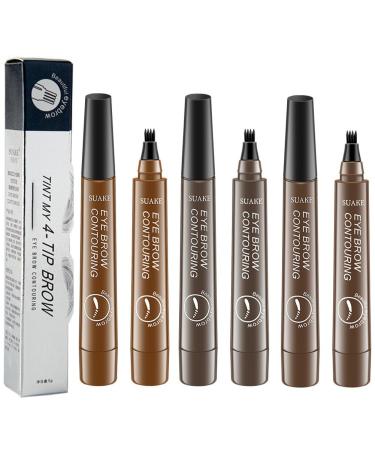 Suake Eyebrow Contouring Pen SUAKE Eyebrow Pen Waterproof Suake Eyebrow Pencil 4-Tip Micro-Fork Long Lasting Smudge Proof Liquid Eye Brow Pencils (3PCS-D)