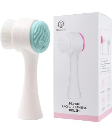 2-in-1 Manual Facial Cleansing Brush - Soft Bristles, Double-Sided Silicone Wash, Exfoliating Brush for Deep Cleansing, Blackhead Removal & Massaging - Blue - Buy Online on GoSupps.com