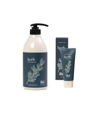 IBI Moisture Hand and Body Lotion Set For Dry Skin 750 ml Lotion and 2.02 oz Hand Cream (Herb)