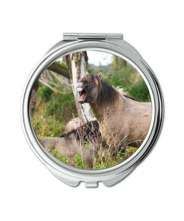 YENDOSTEEN Mirror makeup mirror animals horses nature pocket mirror portable mirror