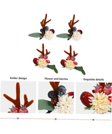 ABOOFAN 4 Pairs Reindeer Antler Hair Clip Christmas Characters Hairpin Reindeer Hairpin Reindeer Antlers Hair Clips Barrettes for Women Christmas Hair Decorations Accessories Fairy Child - Buy Online on GoSupps.com