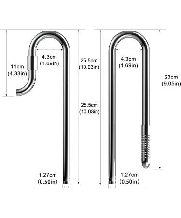 Fzone 10-Inch Mini Steel Lily Pipe for Aquariums - Compatible with 12/16mm Hoses Includes Acrylic Holder - Buy Online on GoSupps.com