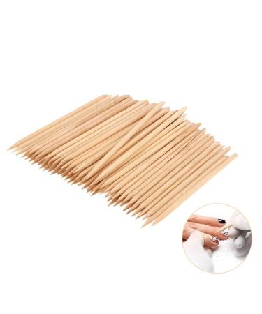 Punwey 100 pieces nail shating sticks double -sided rose wooden stick manicure nail shaver 4.5 inch nail cutters rose wood stick manicure multifunctional nail stick for manicure and pedicure