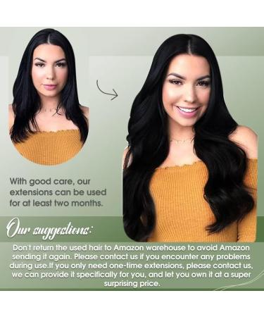 Clip in Hair Extensions Black Clip in Human Hair Extensions Natural Real Black Clip Hair Extensions Remy Thick Ends #1 100g 22 Inch - Buy Online on GoSupps.com