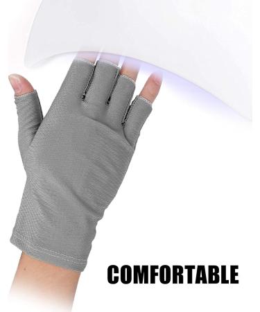 Professional 1 Pair UV Gloves For Nails Art Light Protection Gel Polish Manicure Care Fingerless Moisturizing Hand Protector Manicure Tools (Grey) - Buy Online on GoSupps.com