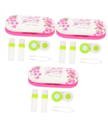 Healvian 3 sets Double -layer glasses case bottle with lens solution glasses case for women lentil solving bottles Portable glasses case.