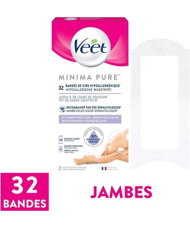 VEET PURE 32 Strips of Cold Wax Kit Precision Leg Knee & Ankle Sensitive Skin Recommended by Dermatologists Long-Las - Buy Online on GoSupps.com
