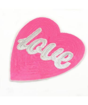 Pink Heart Shaped Sequin Embroidered Sew-On Applique for Clothes and Accessories - Buy Online on GoSupps.com