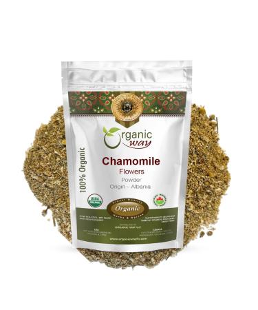 Organic Way Chamomile Flowers Powder (Matricaria chamomilla) Herbal Tea - European Wild-Harvest | Organic & Kosher Certified | Non GMO | USDA Certified | Origin - Albania (1/4 LB - 4 Oz) 4 Ounce (Pack of 1)