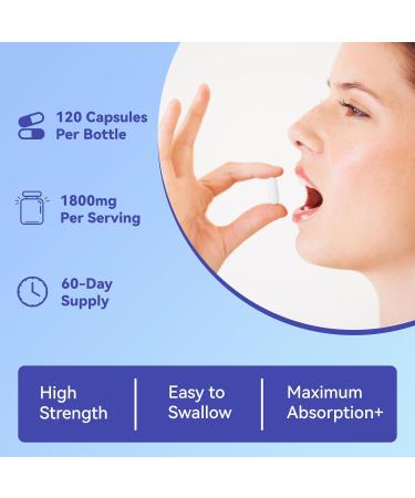 Magnesium Supplement with Vitamin D3 K2- Chelated Magnesium Complex 1800mg - Magnesium L-Threonine & Glycinate -120 Capsules - Buy Online on GoSupps.com