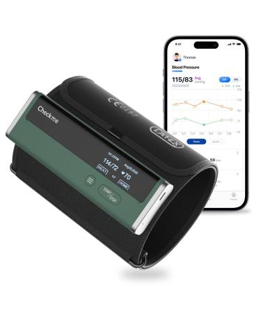 Checkme Blood Pressure Monitor for Home Use - Upper Arm Cuff Bluetooth BP Machine Accurate Readings in 30 sec App Enabled for iOS & Android Stores 50 BP Readings FSA/HSA Eligible Green