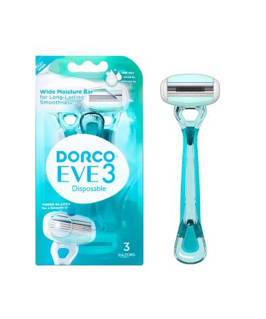 Dorco EVE 3 Women's Disposable Razors | Smooth Touch with Moisture Bar | 3 Blades for a Smooth Shave | Multipurpose Hair Remover | 1 Pack (3 Count) - Buy Online on GoSupps.com