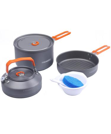 Fire-Maple Feast 2 Camping Cookware Set | Outdoor Cooking Set with Pot Kettle Pan Bowls and Spatula | Premium Construction | Ideal Mess Kit for Backpacking Hiking Car Camping and Emergency Use