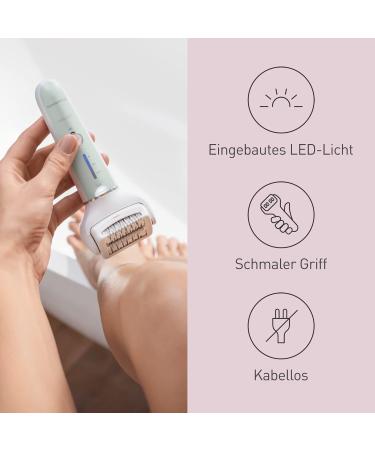 Panasonic ES-EY70-G503 4-in-1 Wet/Dry Epilator | Dual Disc 60 Tweezers 90 Swiveling Head LED Light Wireless Hair Remover & Foot Care Tool - Buy Online on GoSupps.com