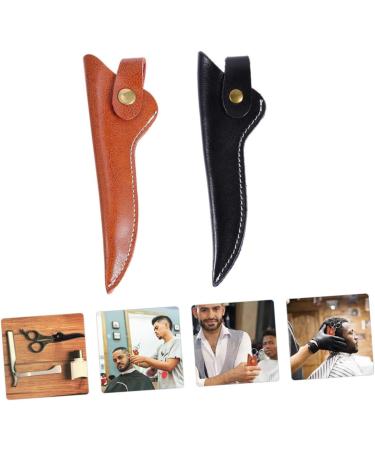Fomiyes 2-Pack Friseur Shears with Leather Etui Vintage Scissor Case & Blade Protection for Embroidery Scissors 17x5x2cm in Black & Brown - Buy Online on GoSupps.com