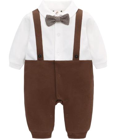 Famuka Baby Boy Formal Wedding Outfit Suit 6 Months Brown | Gentleman Tuxedo with Bows | 2 PCS Set - Buy Online on GoSupps.com