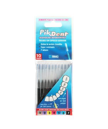Pikdent interdental brushes - durable coated steel nucleus and Tynex bristles - 7. Size: black - 1.2 mm conical - 10 toothbrushes 10 pieces (1 pack) black single bag