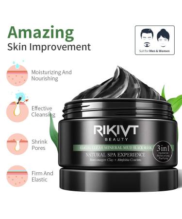 Rikivt Mud Mask - Glacial Clay & Charcoal Face Mask for Blackhead Removal - 4.8 oz - Buy Online on GoSupps.com