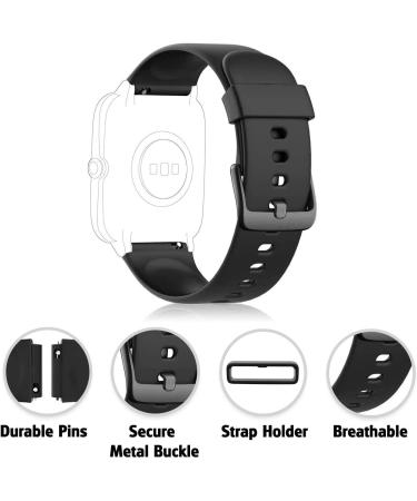 ZURURU 19mm Soft Silicone Replacement Bands for Veryfitpro ID205 Series Fitness Watch (Black) - Buy Online on GoSupps.com