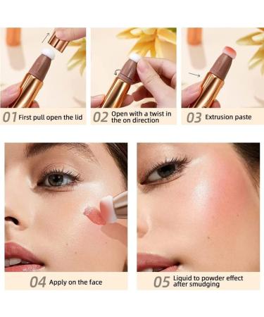 Liquid Contour & Highlight Stick - Shimmer Face Makeup with Pillow Applicator - 02# Cream-Rosa - Long Silky Cream Highlighter - 1g Pack - Buy Online on GoSupps.com