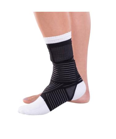 DonJoy DA161AV03-BLK-XL Ankle Sleeve with Figure 8 Strap for Sprain Strain Lateral Support Open Heel Black XL fits 10.5" 11.5" X-Large fits 10.5" 11.5"
