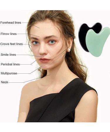 Ditind Gua Sha Facial Tools - 2 Pack Jade Stones for Face | Gua Sha Skin Care Tool for Acupuncture Therapy, Decrease Puffiness, and Tighten Skin - Green + Black - Buy Online on GoSupps.com