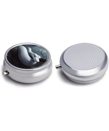 Round Snake Print Pill Box | 3 Compartment Decorative Metal Organizer | Portable Pocket Medicine Case - Buy Online on GoSupps.com