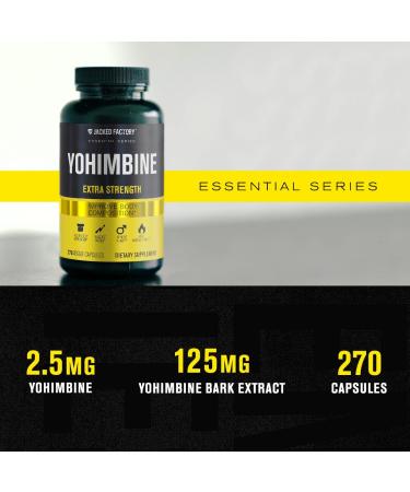 Yohimbine Extra Strength Supplement 2.5mg - 270 Capsules for Energy & Body Recomposition - Premium Yohimbe Bark Extract - Zero Fillers - 270 Veggie Capsules - Buy Online on GoSupps.com