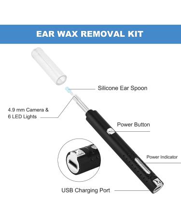 1080P FHD Ear Wax Removal Kit Camera with LED Lights & Silicone Spoons - Smart Wireless Ear Scope for Men Women Kids - iOS Android Compatible (Black) - Buy Online on GoSupps.com