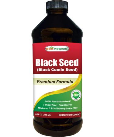 Best Naturals Black Seed Oil - Minimum 0.95% Thymoquinone (TQ) - Cold Pressed Nigella Sativa Aids in Digestive Health, Immune Support, Brain Function, Joint Mobility, Gluten Free, Non GMO - 8 OZ
