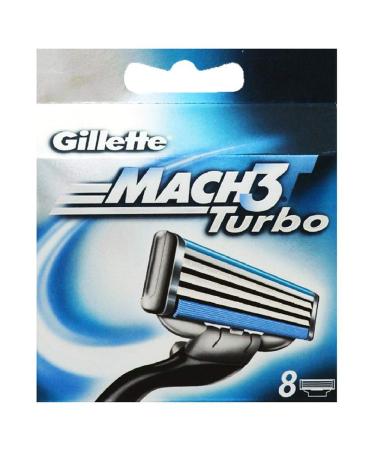 Gillette Mach 3 Turbo Razor Refill Cartridges 8 Count (Packaging May Vary)