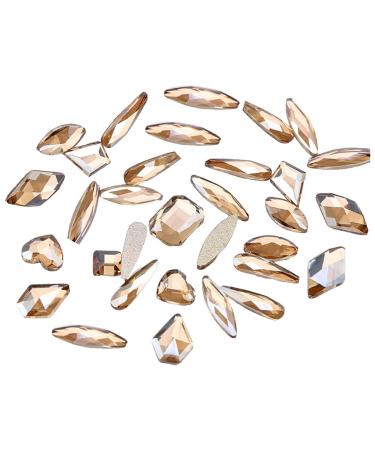 dijiusidy 50 Pieces Glass Crystal Set Eye-catching Personalized Nail Art Rhinestones DIY Handcraft Manicure Accessories for Card Making Champagne