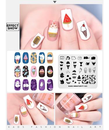 Kads Nail Art Stamp Template - Cute Ice Cream Design Plate for DIY Manicure | Stamping Tools for Nail Art - Buy Online on GoSupps.com