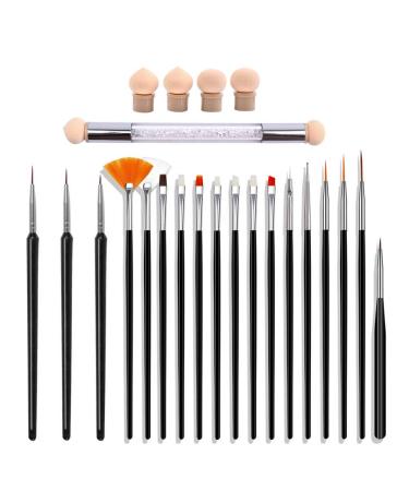 Anyases 23 pieces nail art design set nail art set nail design set consisting of 18 pcs nail art brushes 1 pcs double head sponge stick incl. 4 replacement heads