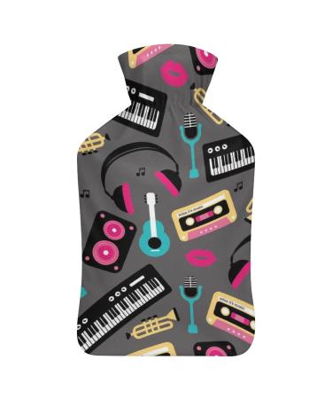 Keyboard Guitar Hot Water Bottle With Cover Plush Bed Bottle Hand Warmer For Adults And Children 26.5X15.3cm