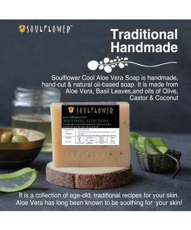 Soulflower Organic Aloe Vera Handmade Bar Soap for Face, Skin & Body - 5.3oz (Pack of 2) | Cool Fresh Aloe Juice | Vegan & Cruelty-Free - Buy Online on GoSupps.com