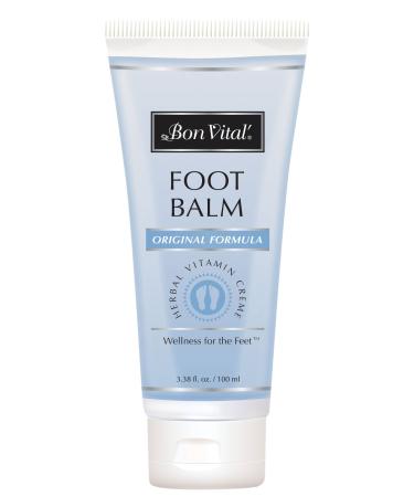 Bon Vital' Original Foot Balm Foot Cream for Dry Skin & Cracked Heels Moisturize Feet & Speed Healing of Blisters & Abrasions on Heel Increase Circulation in Feet 3.38 Ounce Tube 3.38oz