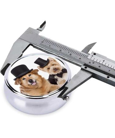 Cute Dogs Round Pill Box - 3 Compartment Portable Travel Medicine Organizer - Mini Decorative Pocket Holder for Tablets & Vitamins - Buy Online on GoSupps.com