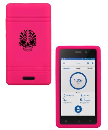New Premium Skull Silicone Case for Omnipod Dash PDM (Personal Diabetes Manager) (Skull2/HPink)