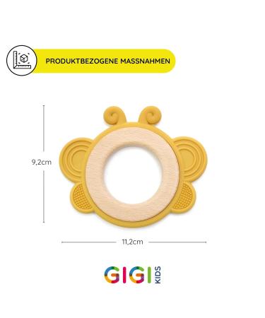 Gigi Kids Baby Butterfly Bite Rings Set - 100% BPA-Free Silicone & Beech Wood Teething Toys for 3 Months + - Pink Yellow & Dark Pink - Buy Online on GoSupps.com