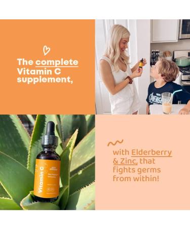 Organic Kids Vitamin C Drops with Elderberry Extract, Zinc & Antioxidants - Immune Support - Sugar-Free - 2 fl oz - Buy Online on GoSupps.com