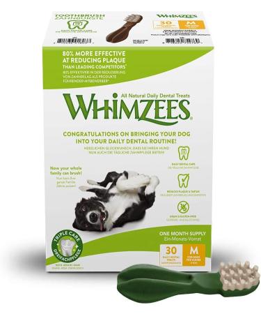 Whimzees Toothbrush & Rice Bones Bundle - Natural Grain-Free Dental Care for Large Dogs (30 Pieces) - Gluten-Free Chewing Snacks - Buy Online on GoSupps.com