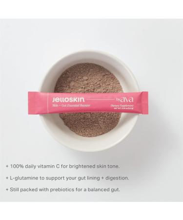 byAVA Jelloskin Skin + Gut Essential Prebiotic Booster Powder | L-Glutamine 1500mg, Vitamin C, Zinc, Niacinamide | 30 Servings | Glowing Skin, Gut Health Support | Antioxidants Camu Camu & Spirulina - Buy Online on GoSupps.com