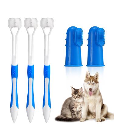 Pawsitive Vibes Dog Toothbrush Set - 3-Sided Dog Toothbrush Set for Dogs Cats and Puppies - Soft Silicone Bristles for Easy Cleaning and Safety
