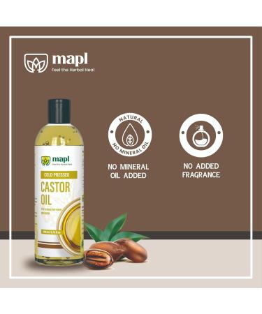 Buy MAPL Organic Castor Oil - 100% Natural Arandi Oil for Healthy Skin & Hair | Edible Pure Cold Pressed | Unrefined & Hexane Free | 200 ML - Buy Online on GoSupps.com