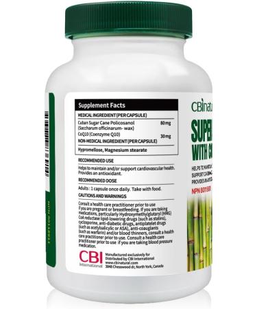 Buy Super Policosanol 80mg with CoQ10 30mg - 120 Vegan Capsules for Heart Health - 4-Month Supply - Buy Online on GoSupps.com