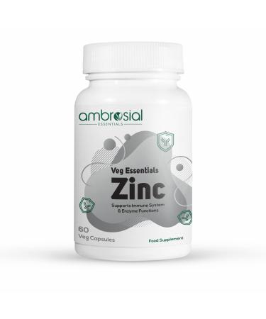 Ambrosial Zinc Tablets High Strength 30 mg | Highly Bioavailable Zinc Supplements for Immune & Metabolism Support (Pack of 1-60 Capsules) 60 count (Pack of 1)